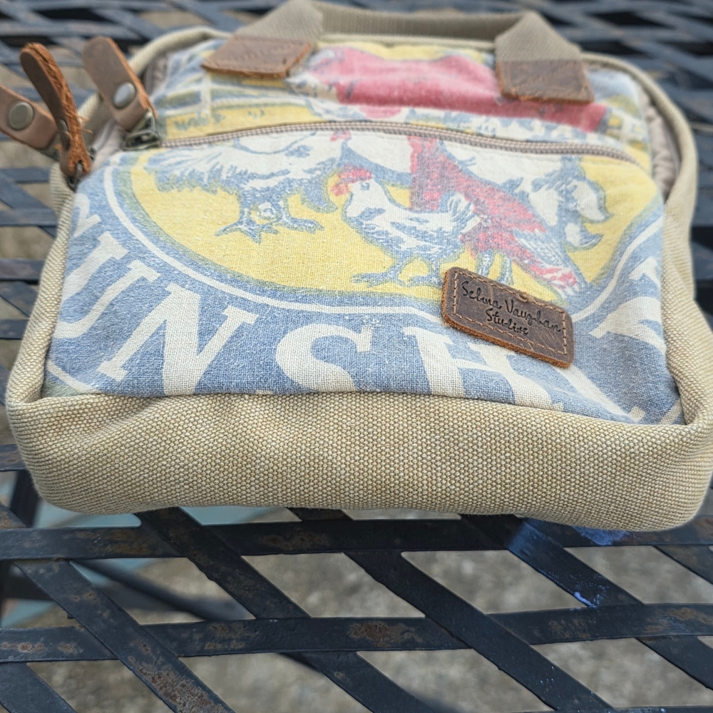 Selina‎ Vaughan Studios Canvas Mini  Backpack Crossbody Rooster Print Tan Boho - Picture 10 of 16